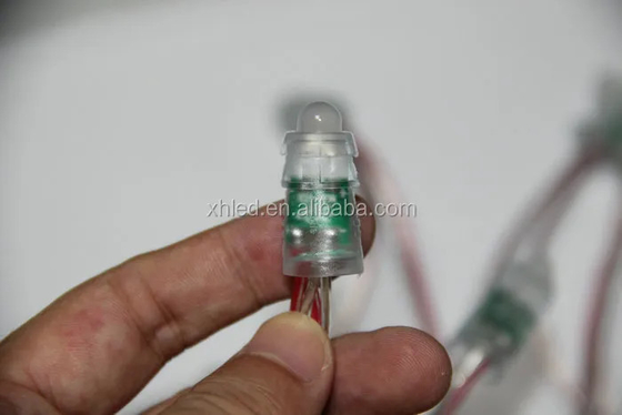 DC12V 0.2W IP67 LED পিক্সেল হালকা একক রঙ 9mm ক্রিসমাস ট্রির জন্য উন্মুক্ত স্ট্রিং