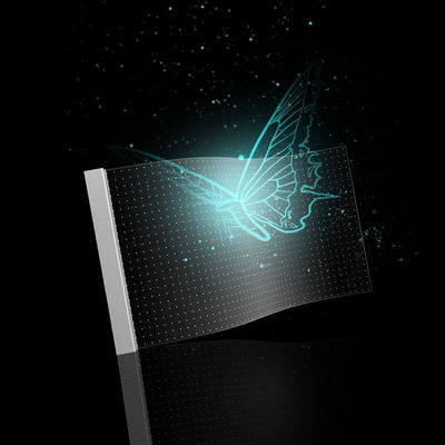 আঠালো এলইডি স্বচ্ছ ফিল্ম স্ক্রিন অন গ্লাস বিজ্ঞাপন ভিডিও ওয়াল P6.25 DC5V SMD1314RGB 16bit