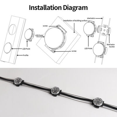 40mm Smart Addressable LED Pixel Light IP67 Waterproof High Brightness for Outdoor Facade and Media Wall