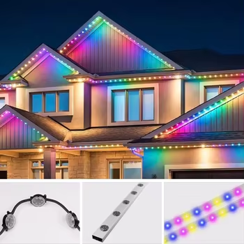 AC48V RGB LED পিক্সেল লাইট পার্মানেন্ট হলিডে লাইট 50mm IP67 পয়েন্ট ল্যাম্প অ্যালুমিনিয়াম ট্র্যাক সহ